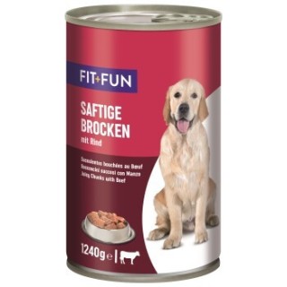 FIT+FUN Nassfutter Hund Audlt, Ragout, Rind 12x1.24 kg