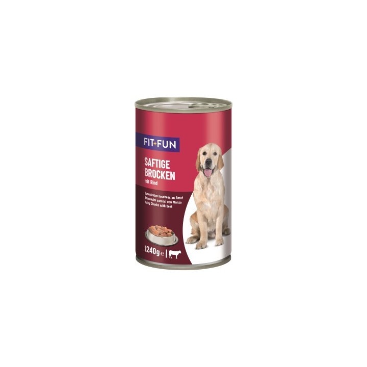 FIT+FUN Nassfutter Hund Audlt, Ragout, Rind 12x1.24 kg