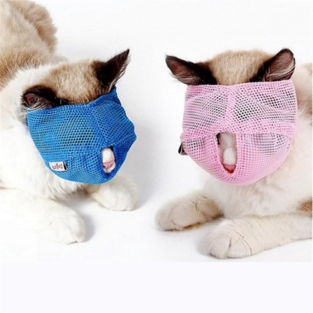 Kreative Anti-Beiß-Katzenmundabdeckung, Katzenkopfbedeckung, atmungsaktive Katzenmaske S rosa