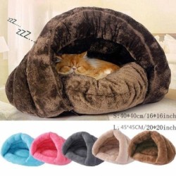 Neues Haustier-Katzen-Hundehaus-Zwinger-Welpen-Höhlen-Schlafbett-super weiche Matten-Auflage-warmes Nest S rosa