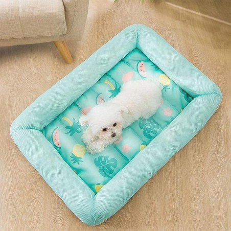 Kühlendes Haustierbett, Hunde-Sommer-Hundeunterlage, quadratisch, bequeme Schlafmatte für Welpen, Kätzchen, Hundehütte, Zwing