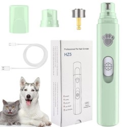 Elektrischer Nagelschleifer für Hunde mit Polierrad, LED-Licht, Nagelknipser für Haustiere, wiederaufladbar über USB, 2-Gang-