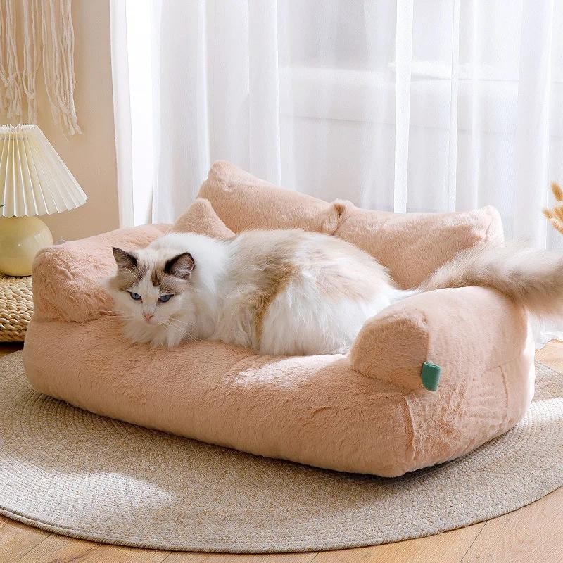 Winter-Katzenhaus, Plüsch-Hundesofas, waschbar, warm, für Haustiere, Hundenest, Katzenbetten, verdicken, bequemes Katzenkisse