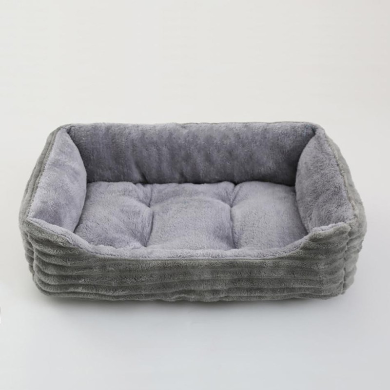 Bett für Hunde, Katzen, Haustier, quadratisch, Plüsch, Zwinger, mittelgroße und kleine Hunde, Schlafsofa, Kissen, beruhigende