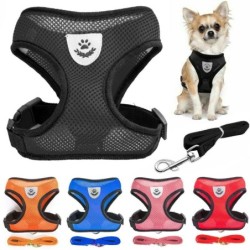 Haustierbedarf, Chihuahua, Mops, Bulldogge, atmungsaktives Netzstoff-Halsband, Welpenweste, Haustiergeschirr, Hundeleine M ro