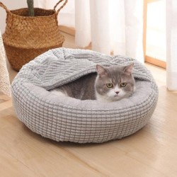 Rundes Haustierbett für Hunde, Katzen, Welpen, warme Matte, Winterdecken, Anti-Stress, orthopädisches, flauschiges Katzen-/Hu