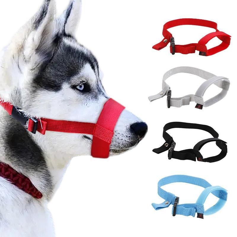 Verstellbare Riemenmaske für große Hunde, weicher Hundemaulkorb aus Nylon, verstellbar, Anti-Beiß-Mundschutz, atmungsaktiv, g