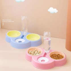 Haustier-Katzennapf, automatischer Futternapf, 3-in-1-Napf für Hunde und Katzen, mit Wasserbrunnen, Doppelnapf zum Trinken, e