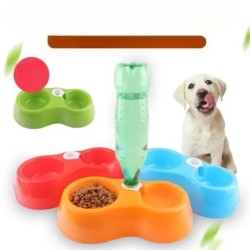Automatischer Wasserspender für Hunde mit zwei Anschlüssen, Futterspender, Utensiliennapf, Trinkbrunnen für Katzen, Futternap