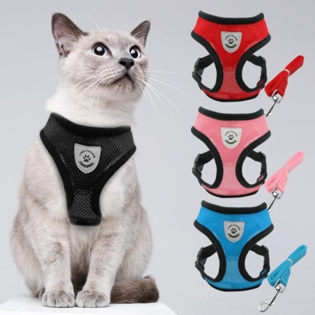 Katzengeschirr und Leine aus Netzstoff, atmungsaktiv, reflektierend, für Kätzchen und Katzen, Geschirre für kleine Hunde und