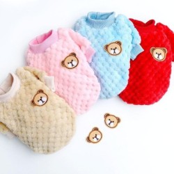 Haustier-Hundekleidung für den Winter, warme Hunde-Kapuzenpullover, weicher Welpen-Pullover, niedlicher Bären-Print, Katzen-S