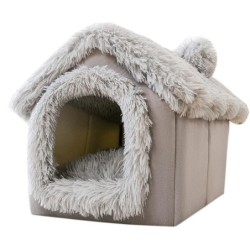 Mittelgroße Hundehütte für den Innenbereich, weich, bequem, Welpenhaus, abnehmbar, für kleine Hunde, Höhle, Winter, warme Hau