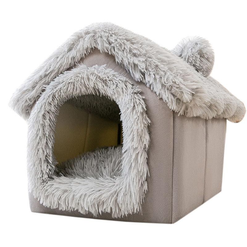 Mittelgroße Hundehütte für den Innenbereich, weich, bequem, Welpenhaus, abnehmbar, für kleine Hunde, Höhle, Winter, warme Hau