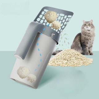 Katzenmüllschaufel, Haustierfilter, Reinigung, Toilettenmüllsammler, Katzenmülltonne, selbstreinigender Behälter grau
