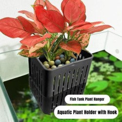 Aquariumkorb mit Hakendesign, Hydrokulturkorb für Aquarien, Pflanzenhalter für Aquarien, hitzebeständiger Hydrokulturkorb, Pf