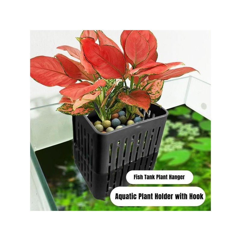 Aquariumkorb mit Hakendesign, Hydrokulturkorb für Aquarien, Pflanzenhalter für Aquarien, hitzebeständiger Hydrokulturkorb, Pf