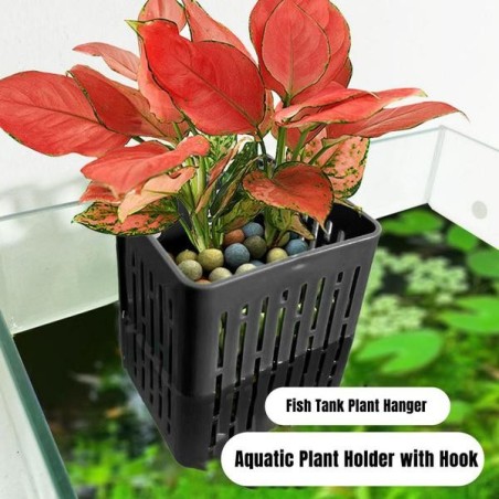 Aquariumkorb mit Hakendesign, Hydrokulturkorb für Aquarien, Pflanzenhalter für Aquarien, hitzebeständiger Hydrokulturkorb, Pf