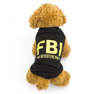 FBI bedruckte Haustier-Hundekleidung, modisches T-Shirt, weiche Kleidung, Haustierkleidung, Sommer-Baumwollmäntel XS schwarz