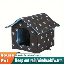 Faltbares Katzenhaus, wasserdichtes Haustierhaus für den Außenbereich, für kleine Hunde, Kätzchen, Welpen, Höhle, Nest mit Ha
