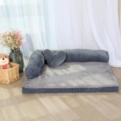 L-förmiges Hundebettsofa mit Herzkissen, abnehmbarer Bezug, wasserdichtes, weiches Schlafkissen, Kissen für große Katzen, Wel