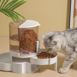 Automatischer Futterspender für Katzen und Hunde, Trennung von Trocken- und Nassfutter, doppellagig, verstaubar, kippsicher,
