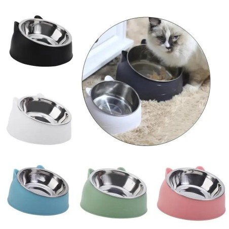 100 ml Katzen-/Hundenapf, 15 Grad erhöht, rutschfeste Welpenbasis, Futter-/Trinkwasserzufuhr, Neigungsschutz, Halsschutz, Hau