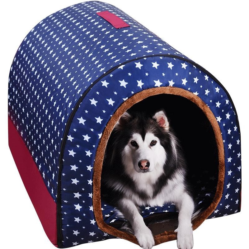 Neue warme Hundehütte, komfortable Hundehüttenmatte mit Sternendruck für Haustiere, faltbares Katzenschlafbett, hochwertige H