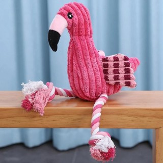 Niedliches Plüsch-Flamingo-Haustier-Hundespielzeug aus Cord für kleine große Hunde, Zahnreinigung, quietschendes, interaktive