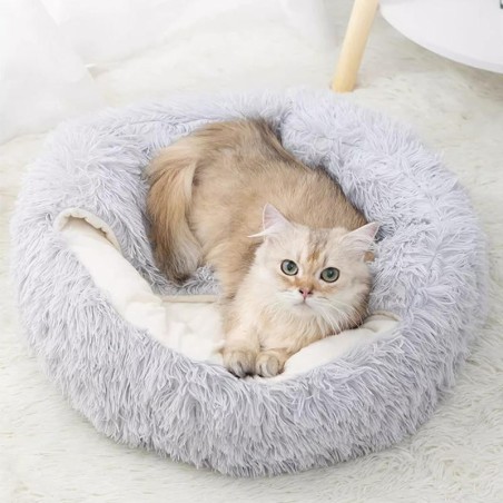 Katzenbetten Waschbare, weiche Haustierhütte für den Winter, verdickter, warmer Donut, rundes Haustier-Plüschnest, bequemes S
