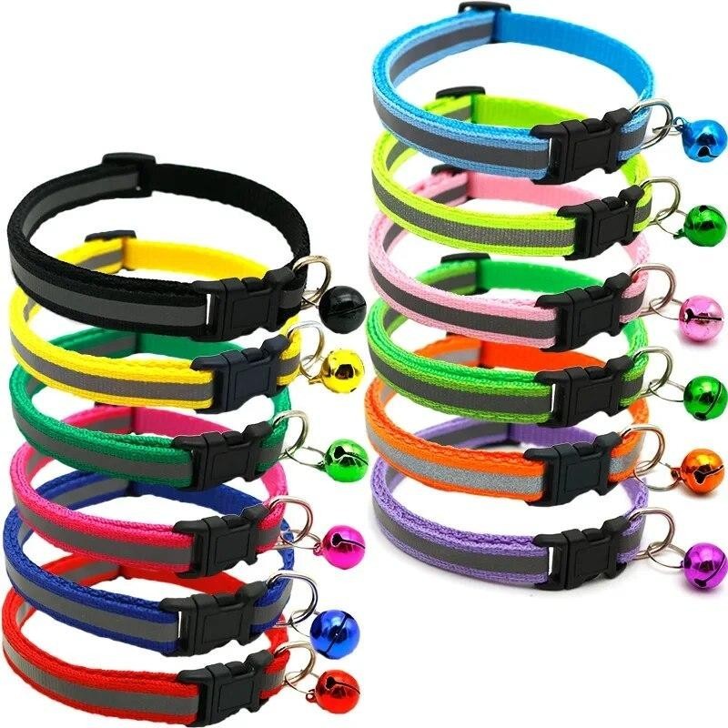 Reflektierendes Katzenhalsband, verstellbare Schnalle, Halsring, Halskette, Glocke, Haustierprodukte, Sicherheits-Nylon-Halsb