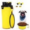 Tragbare 2-in-1-Faltwasserflasche für Haustiere, Futterbehälter mit faltbarem Futternapf aus Silikon für Outdoor-Reisen mit F