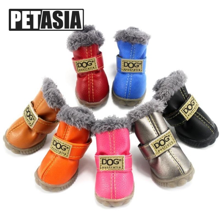 Winter Haustier Hund Schuhe Warme Schnee Stiefel Wasserdichte Fell 4 Teile/satz Kleine Hunde Baumwolle Nicht Slip XS Für ChiH