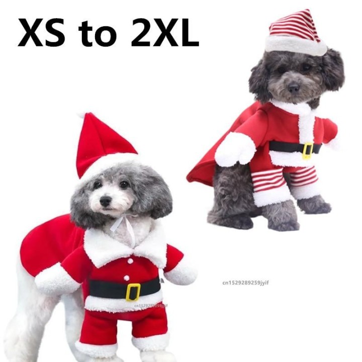Weihnachtskostüme für Haustiere, lustiges Weihnachtsmannkostüm für Hunde, Katzen, warme Winterkleidung, Chihuahua, Mops, York