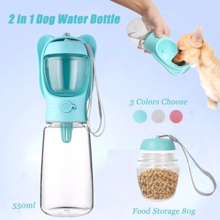 550 ml tragbare 2-in-1-Hundewasserflasche für Haustiere, Hunde und Katzen, für Reisen im Freien, herausnehmbarer Vorratsbehäl