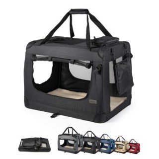 Lionto Hundetransportbox - faltbar - schwarz XL
