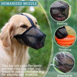Maulkorb für Hunde, Maulkörbe mit weichem Netzüberzug, Schutz vor Giftködern mit verstellbaren Riemen, verhindert Beißen, Kau