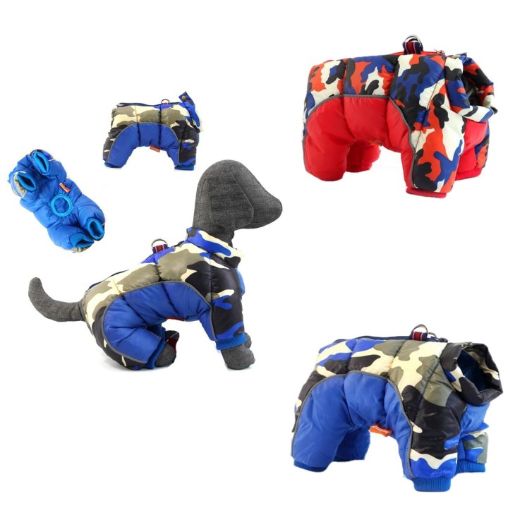 Haustierkleidung Kältefeste Winterkleidung Dicke warme Baumwollkleidung Vierbeinige Kleidung Winter-Vollschutzkleidung S rot