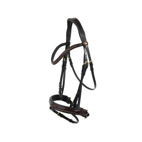 Hans Melzer Horse Equipment Hans Melzer Trense Krusemark schwarz/braun/messing LACK VB/ COB (Vollblut)