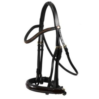 Hans Melzer Horse Equipment Hans Melzer Kandare Krusemark schwarz/braun messing LACK Pony