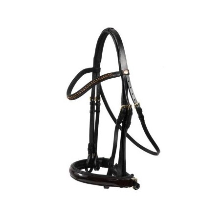 Hans Melzer Horse Equipment Hans Melzer Kandare Krusemark schwarz/braun messing LACK Pony