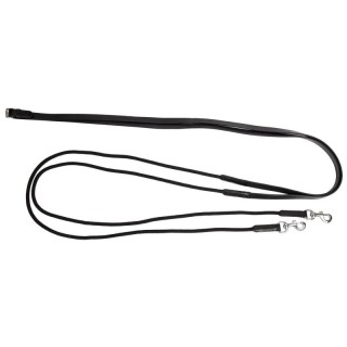 Hans Melzer Horse Equipment Hans Melzer Schlaufzügel halb Leder/halb Kordel schwarz/silber WB (Warmblut)