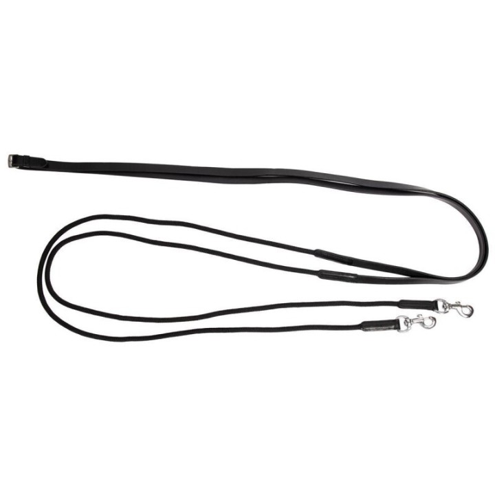 Hans Melzer Horse Equipment Hans Melzer Schlaufzügel halb Leder/halb Kordel schwarz/silber WB (Warmblut)