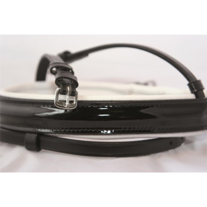 Hans Melzer Horse Equipment Hans Melzer Reithalfter breit LACK englisch kombiniert weiß unterlegt VB/ COB (Vollblut)