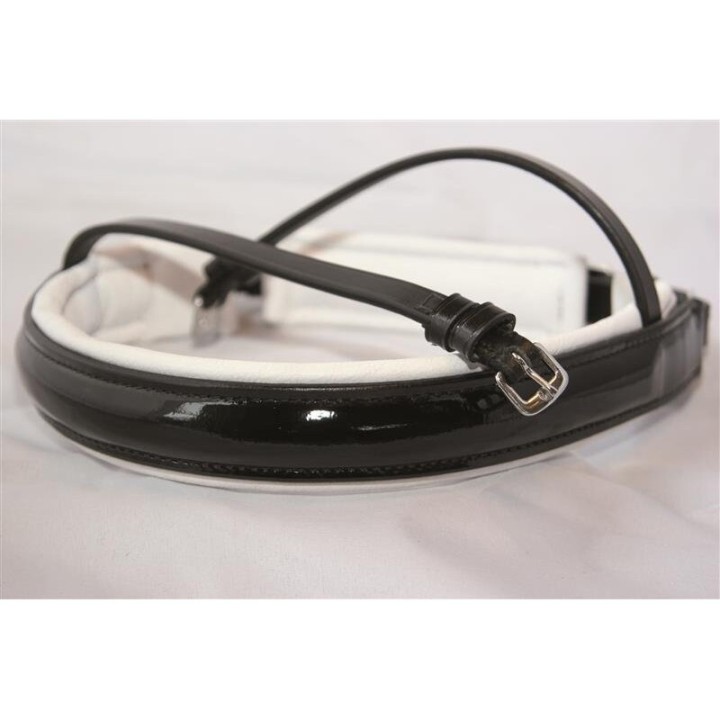 Hans Melzer Horse Equipment Hans Melzer Kandarenreithalfter Hamburg LACK schwarz/silber weiß unterlegt WB EXTRA (KB-Kaltblut)