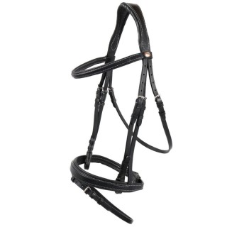 Hans Melzer Horse Equipment Hans Melzer Trense Rüspel schwarz/silber englisches Reithalfter