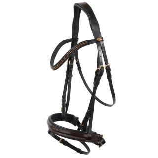 Hans Melzer Horse Equipment Hans Melzer Trense Krusemark schwarz/braun/messing LACK VB/ COB (Vollblut)