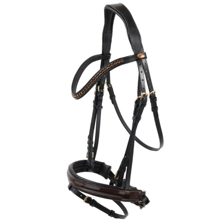 Hans Melzer Horse Equipment Hans Melzer Trense Krusemark schwarz/braun/messing LACK VB/ COB (Vollblut)