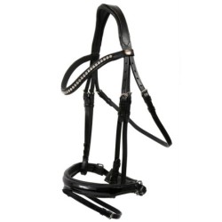 Hans Melzer Horse Equipment Hans Melzer Trense Hagen schwarz unterlegt LACK VB/ COB (Vollblut)