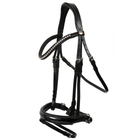 Hans Melzer Horse Equipment Hans Melzer Trense Hagen schwarz unterlegt LACK VB/ COB (Vollblut)