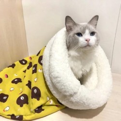 Katzenschlafsack, weich, kuschelig, flauschig, verdicktes Steppbett mit Taschenformat für Kätzchen, Welpen, weiches, bequemes